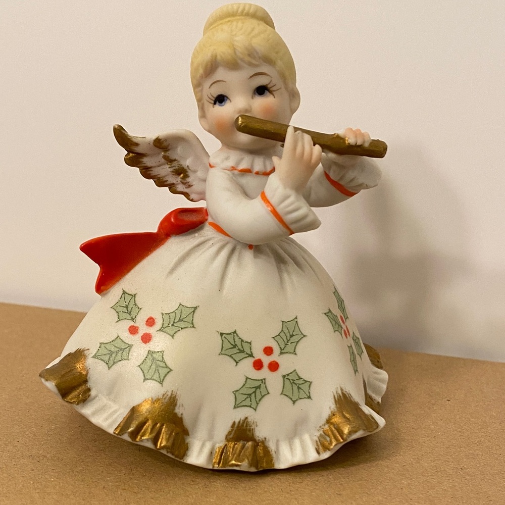 Vintage Lefton Christmas Flute Angel Porcelain Made In Japan